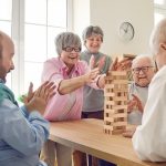 residents playing Jenga